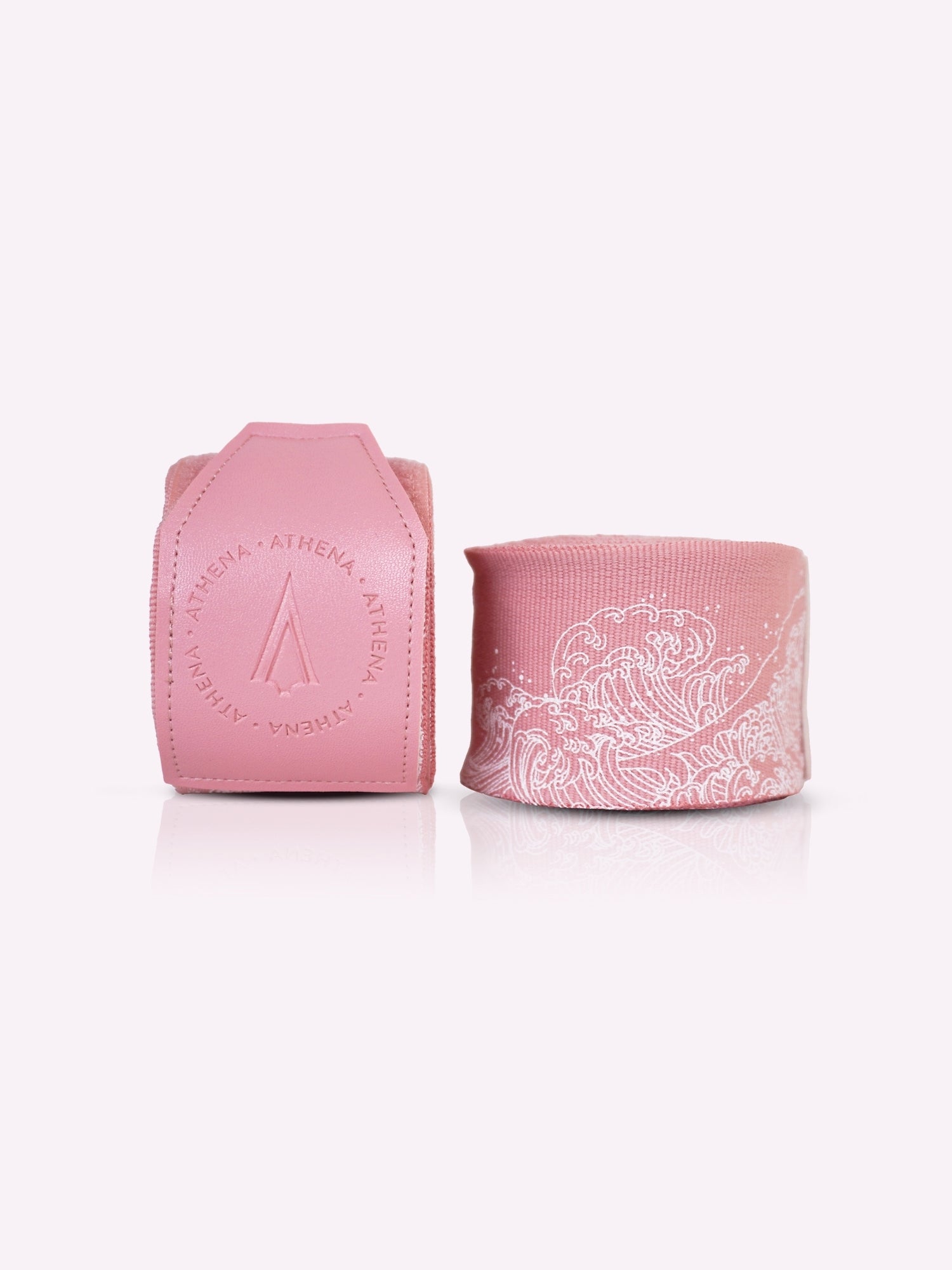 Athena Fightwear women's boxing handwraps Ryoko Pink White japanese ocean wave pattern 4.5m length semi-stretch cotton