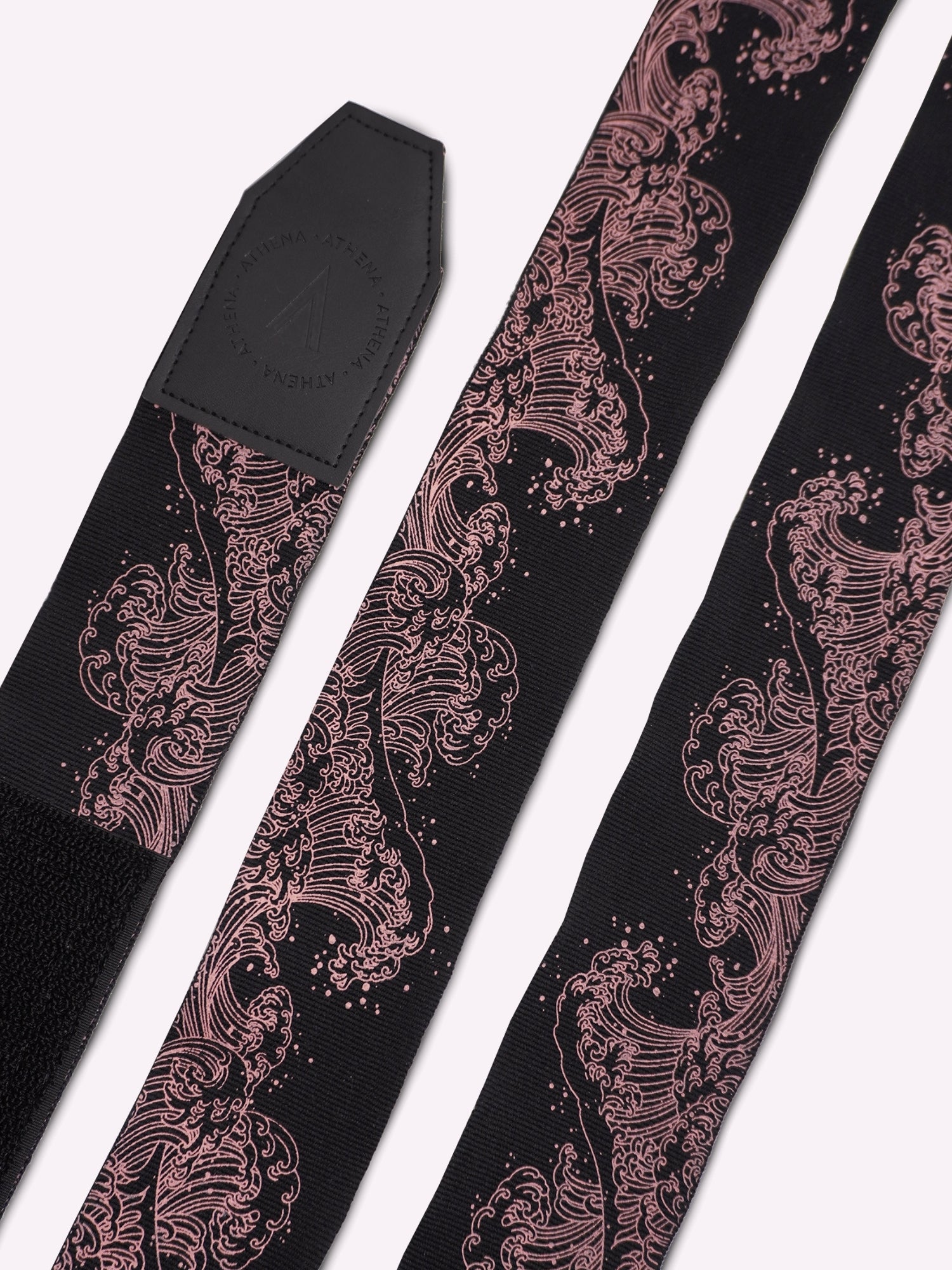 Athena Fightwear women's boxing muay thai handwraps black with pink japanese ocean wave Ryoko 