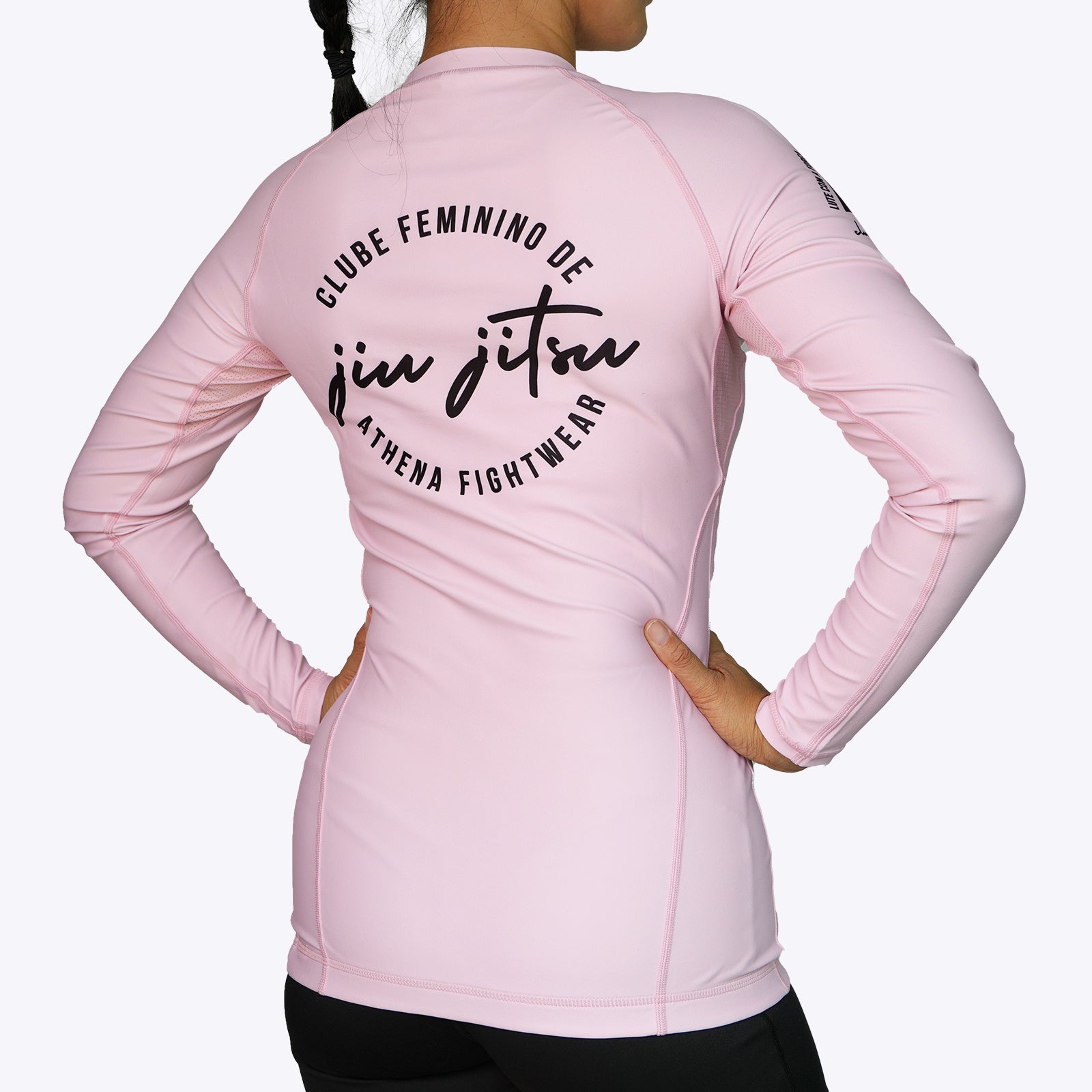 Athena Fightwear BJJ nogi rashguard Portuguese women's jiujitsu club light pink 