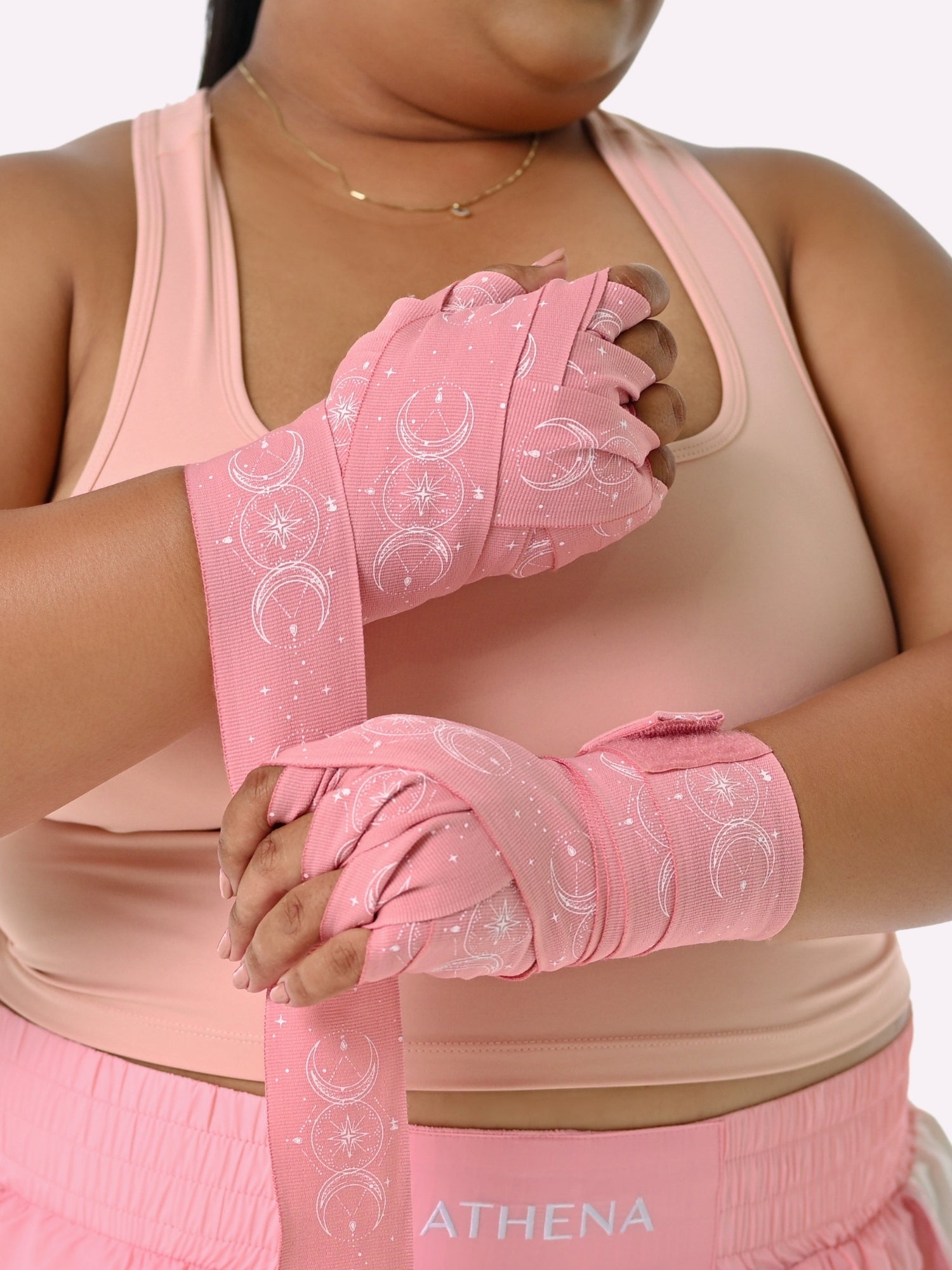 Athena Fightwear Serena Handwrap in Light Pink Lemonade sailor moon inspired for women's boxing muay thai kickboxing MMA 4.5m length