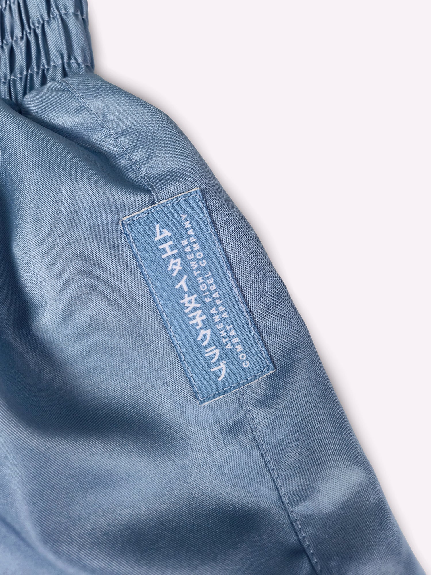 Athena Fightwear Ryoko Women's Muay Thai Shorts japanese inspired ash blue and white with built-in anti camel toe shorts with pockets