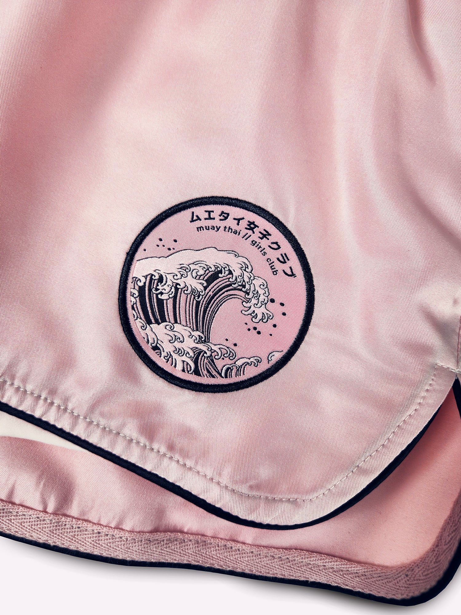 Athena Fightwear Ryoko Women's Muay Thai Shorts japanese inspired pink and black with built-in anti-camel toe shorts with pockets