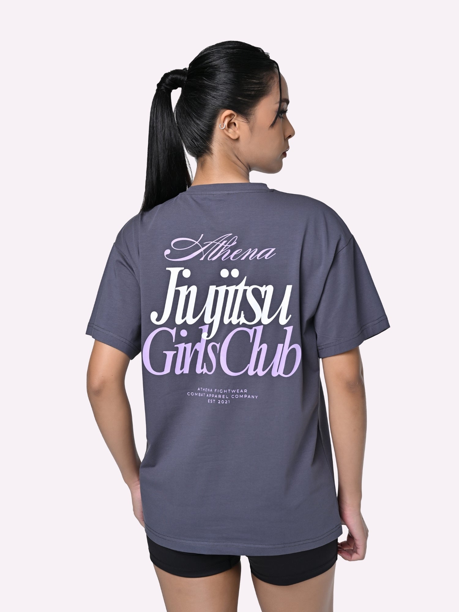 Athena Fightwear women's oversized BJJ jiujitsu tee shirt storm blue grey