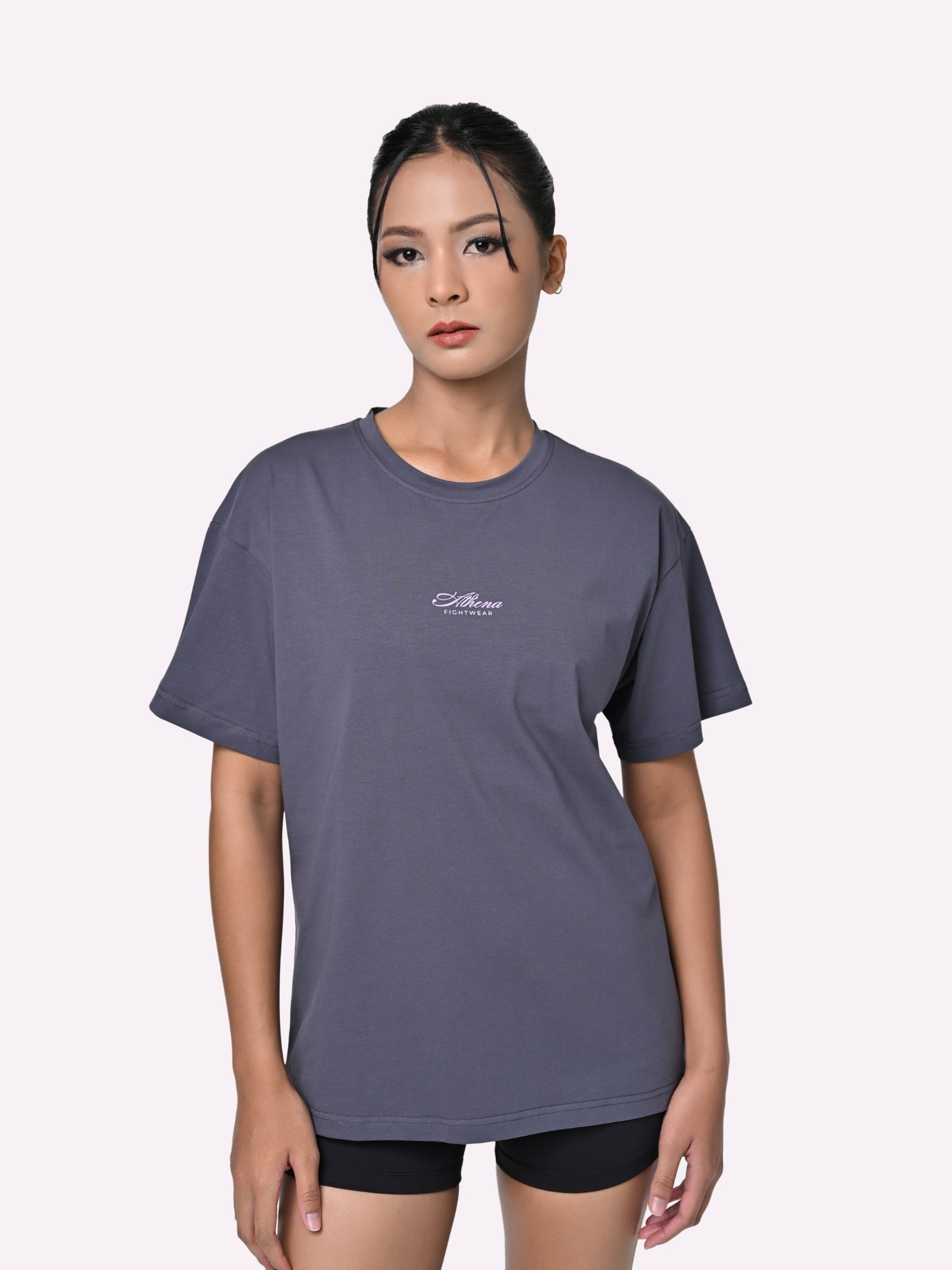 Athena Fightwear women's oversized BJJ jiujitsu tee shirt storm blue grey