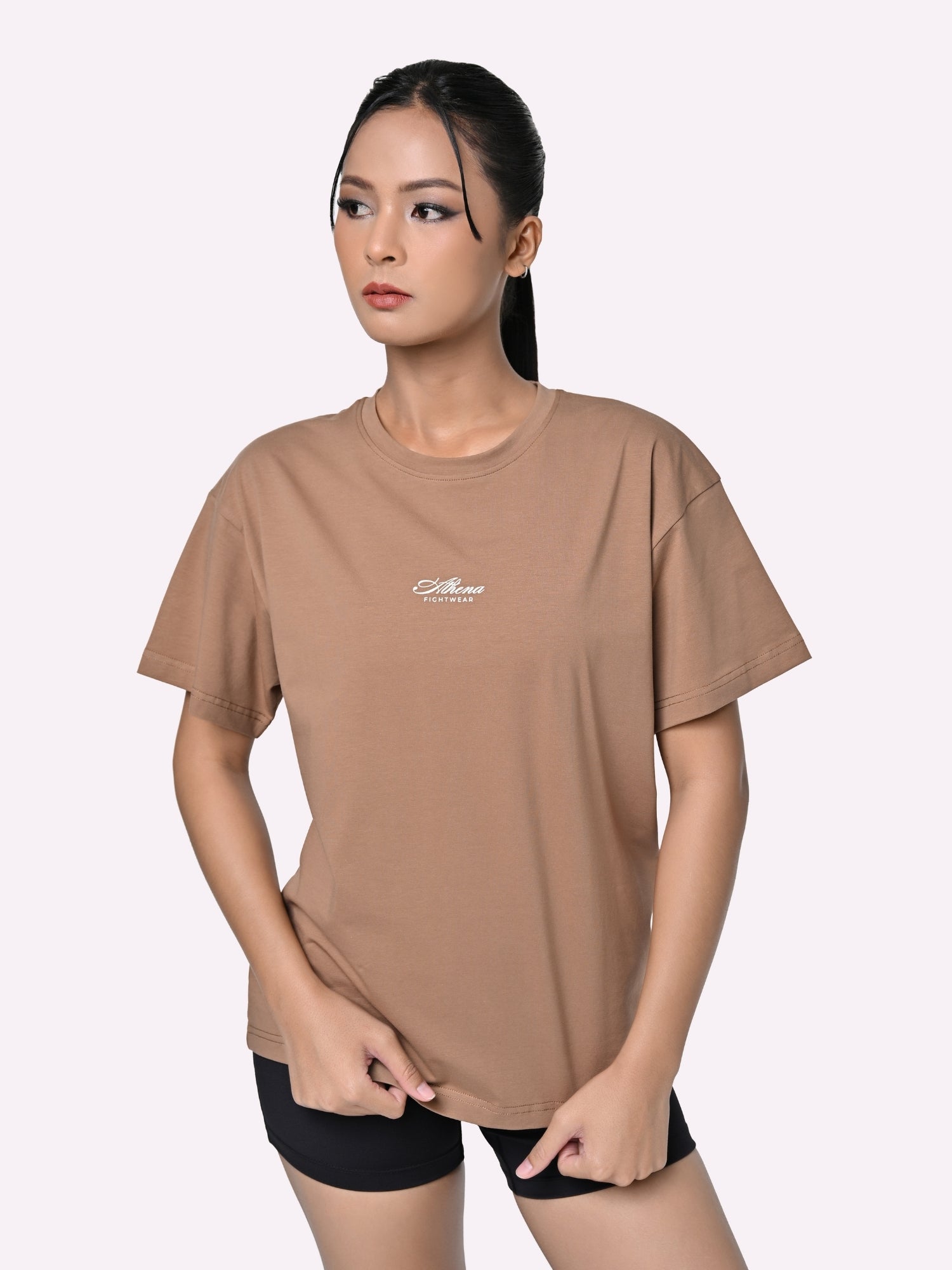 Athena Fightwear women's oversized boxing tee shirt light brown tan