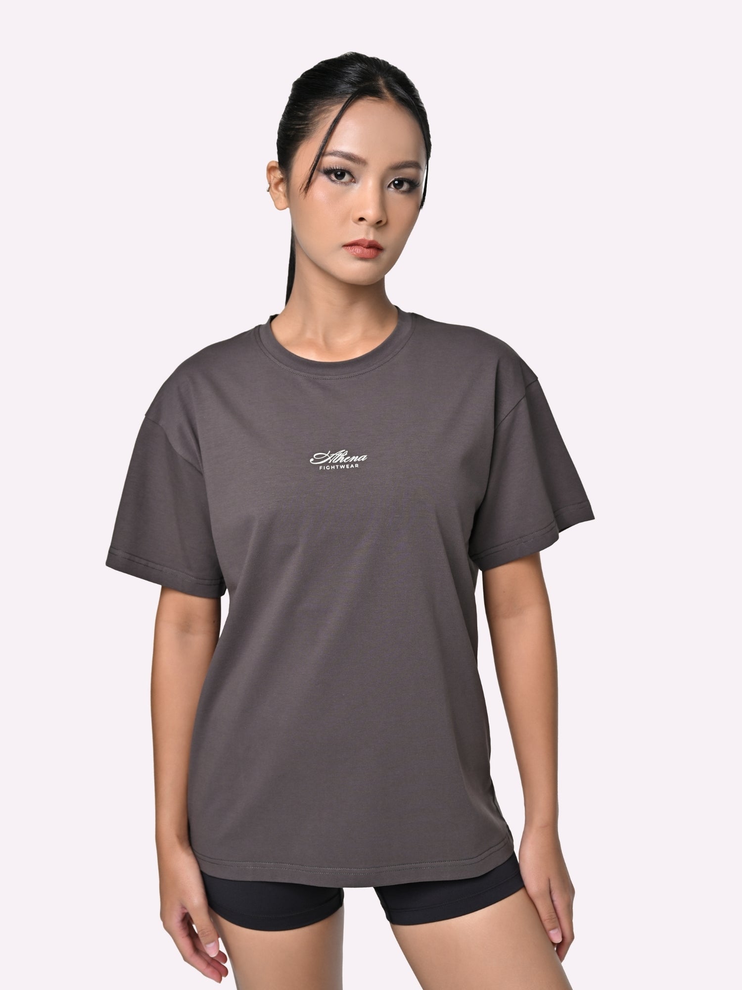 Athena Fightwear women's oversized muay thai nak muay ying tee shirt black coffee brown grey