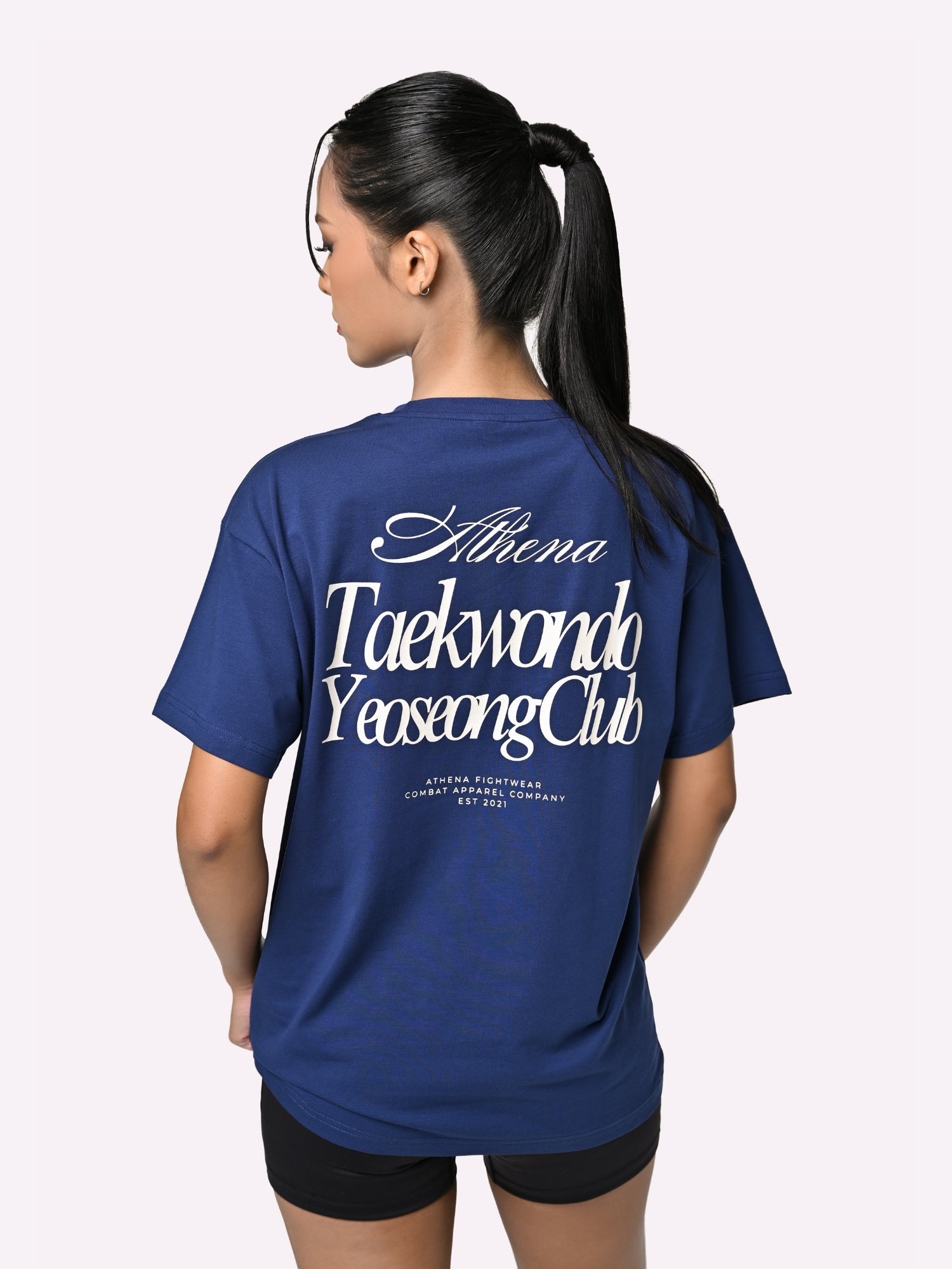 Athena Fightwear women's oversized taekwondo navy tee shirt