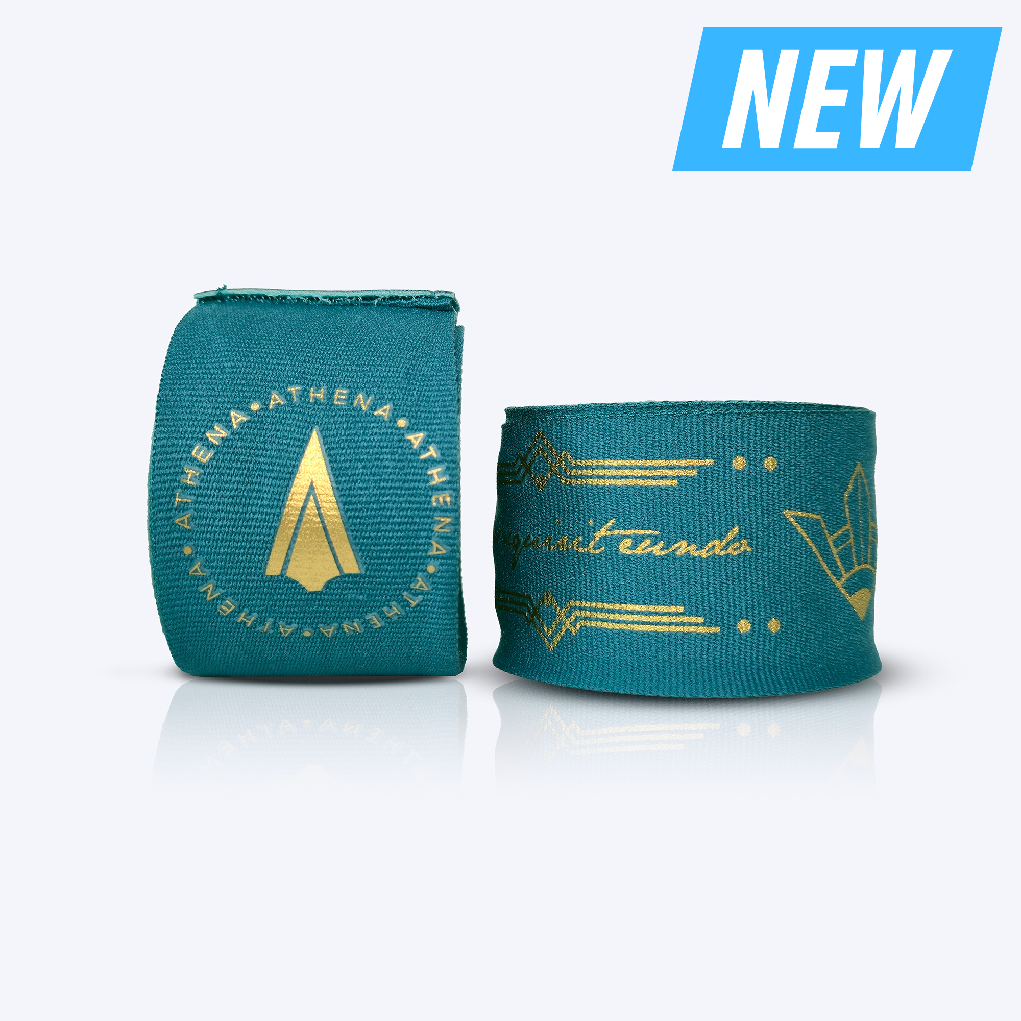 Athena Fightwear Diana Handwrap teal and metallic gold women's boxing muay thai kickboxing handwraps