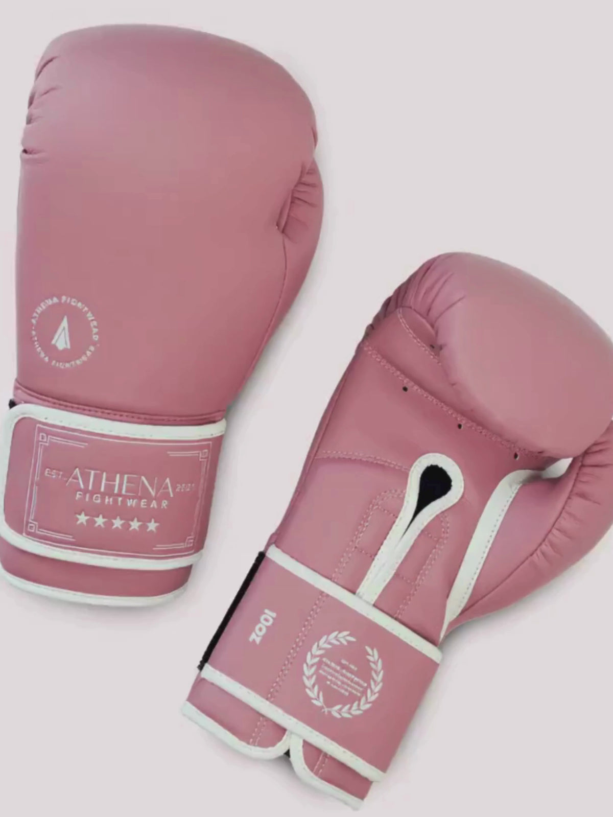Video of Athena women's boxing gloves in orchid pink and white