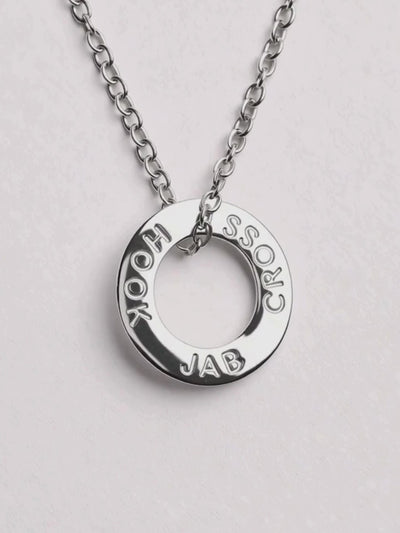 Video close-up of the silver Hera Jab Cross Hook pendant