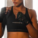 Athena Fightwear Women’s Martial Arts Apparel Gymwear for Boxing Muay Thai Kickboxing BJJ MMA Thessalia Cross Back Sports Bra Black