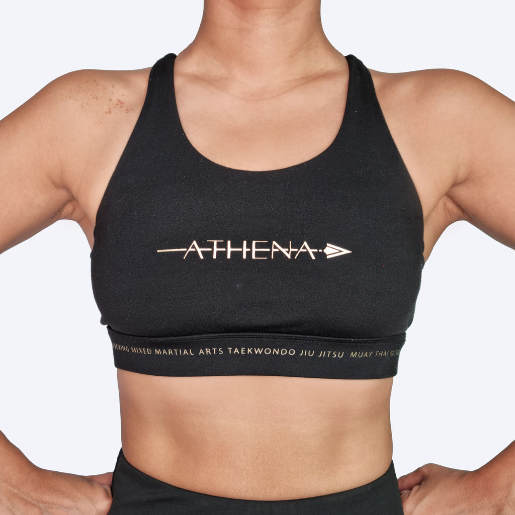 Athena Fightwear Thessalia Sports Bra (Black) for women's boxing