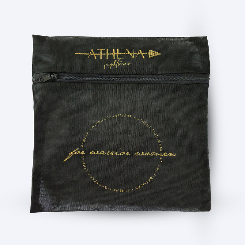 Athena Fightwear women's boxing muay thai kickboxing handwraps in blue metallic gold 180" laundry bag