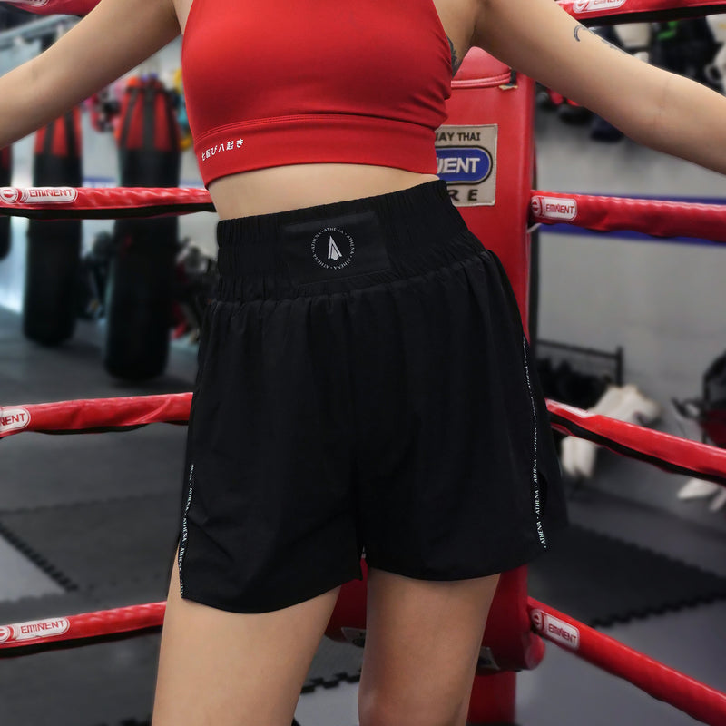 Athena Fightwear Women's Boxing Shorts for boxing kickboxing muay thai in black